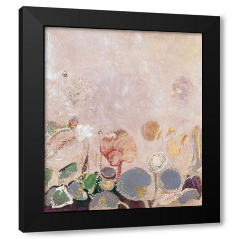 Flower Field Black Modern Wood Framed Art Print by Redon, Odilion
