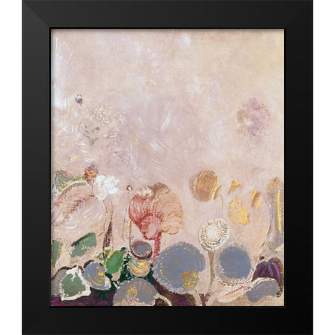 Flower Field Black Modern Wood Framed Art Print by Redon, Odilion