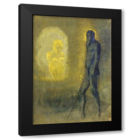 LApparition Black Modern Wood Framed Art Print with Double Matting by Redon, Odilion