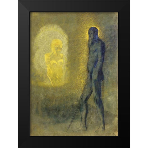 LApparition Black Modern Wood Framed Art Print by Redon, Odilion