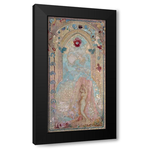 Nude Woman Near Lake Black Modern Wood Framed Art Print with Double Matting by Redon, Odilion