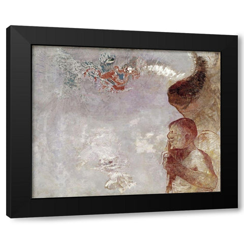 Profile of a Man Black Modern Wood Framed Art Print with Double Matting by Redon, Odilon