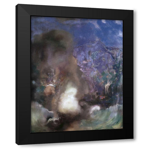 Roger and Angelica Black Modern Wood Framed Art Print by Redon, Odilion