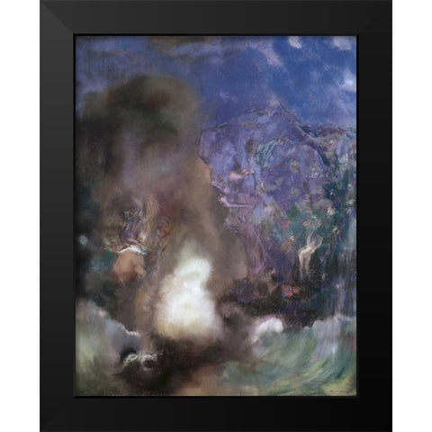 Roger and Angelica Black Modern Wood Framed Art Print by Redon, Odilion