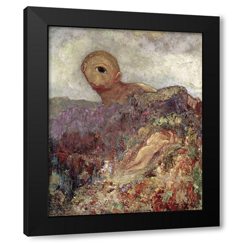 The Cyclops Black Modern Wood Framed Art Print with Double Matting by Redon, Odilon