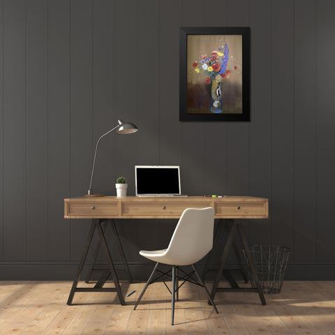 Vase of Flowers from a Field Black Modern Wood Framed Art Print by Redon, Odilion