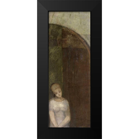 Young Woman Under an Arch Black Modern Wood Framed Art Print by Redon, Odilion