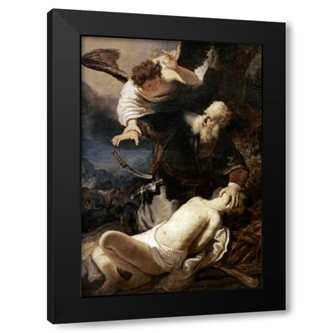 Abraham and Isaac Black Modern Wood Framed Art Print by Van Rijn, Rembrandt