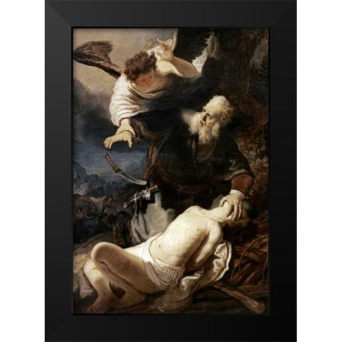 Abraham and Isaac Black Modern Wood Framed Art Print by Van Rijn, Rembrandt