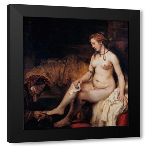 Bathsheba at Her Bath Black Modern Wood Framed Art Print by Rembrandt Van Rijn,