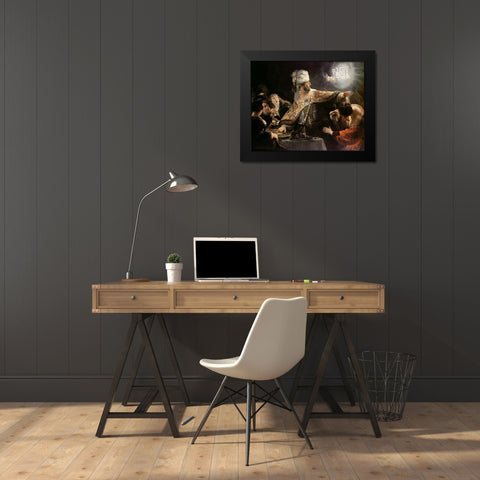 Belshazzars Feast Black Modern Wood Framed Art Print by Rembrandt Van Rijn,