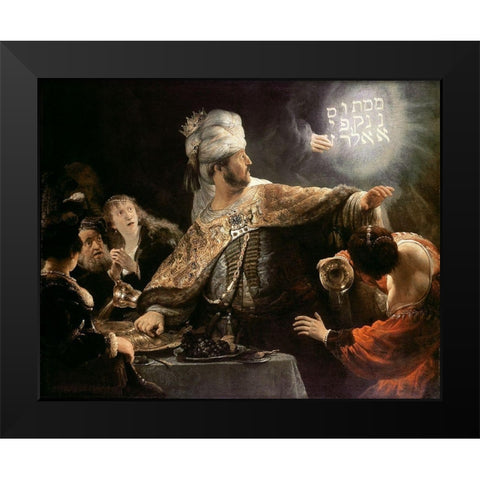 Belshazzars Feast Black Modern Wood Framed Art Print by Rembrandt Van Rijn,