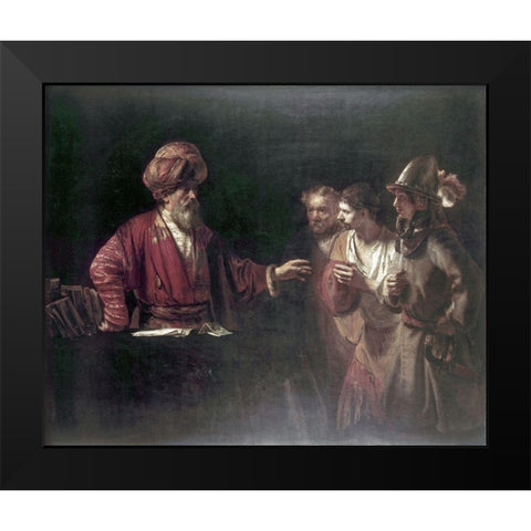 Centurion Cornelius Black Modern Wood Framed Art Print by Rembrandt Van Rijn,