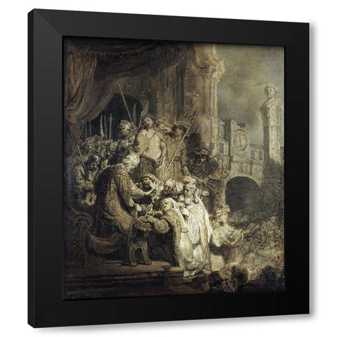 Christ Presented To The People Black Modern Wood Framed Art Print by Rembrandt Van Rijn,
