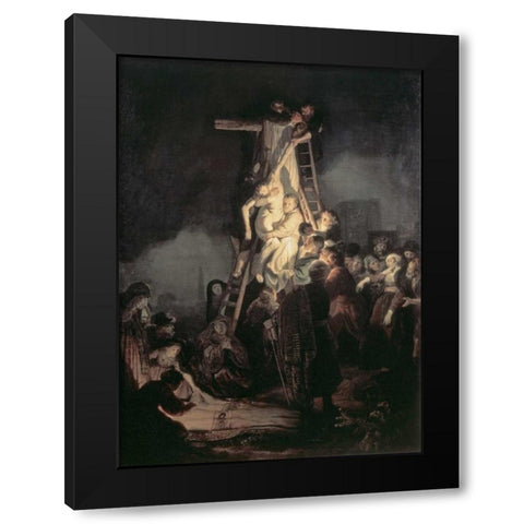 Descent From The Cross Black Modern Wood Framed Art Print with Double Matting by Van Rijn, Rembrandt