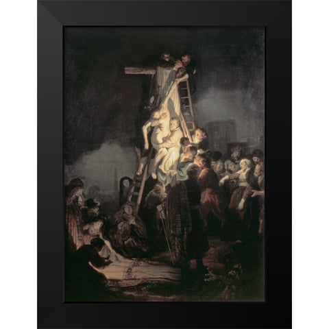 Descent From The Cross Black Modern Wood Framed Art Print by Van Rijn, Rembrandt