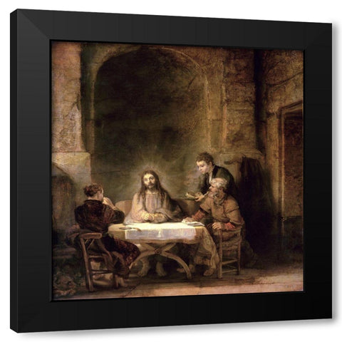 Supper at Emmaus Black Modern Wood Framed Art Print with Double Matting by Rembrandt Van Rijn,