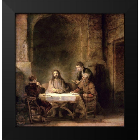 Supper at Emmaus Black Modern Wood Framed Art Print by Rembrandt Van Rijn,