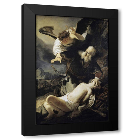 The Sacrifice of Isaac Black Modern Wood Framed Art Print by Rembrandt Van Rijn,