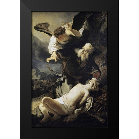 The Sacrifice of Isaac Black Modern Wood Framed Art Print by Rembrandt Van Rijn,