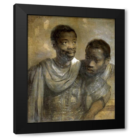 Two Black Men Black Modern Wood Framed Art Print with Double Matting by Van Rijn, Rembrandt
