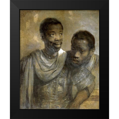 Two Black Men Black Modern Wood Framed Art Print by Van Rijn, Rembrandt