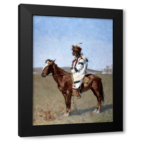 Blackfoot Indian Black Modern Wood Framed Art Print by Remington, Frederic