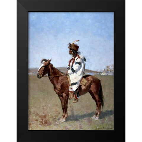 Blackfoot Indian Black Modern Wood Framed Art Print by Remington, Frederic