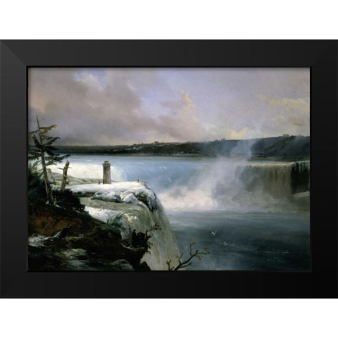 Niagara Falls Black Modern Wood Framed Art Print by Redmond, Jean Charles Joseph