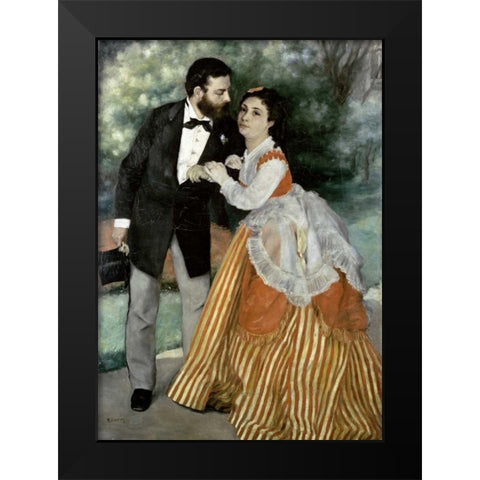 Alfred Sisley and His Wife Black Modern Wood Framed Art Print by Renoir, Pierre-Auguste