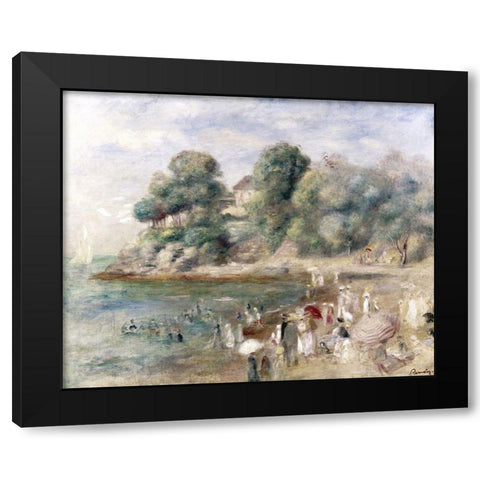 Beach at Pornic Black Modern Wood Framed Art Print with Double Matting by Renoir, Pierre-Auguste
