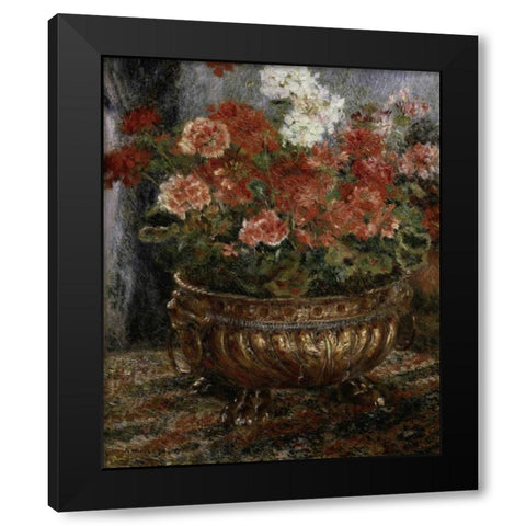 Bouquet of Flowers Black Modern Wood Framed Art Print with Double Matting by Renoir, Pierre-Auguste