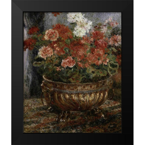 Bouquet of Flowers Black Modern Wood Framed Art Print by Renoir, Pierre-Auguste