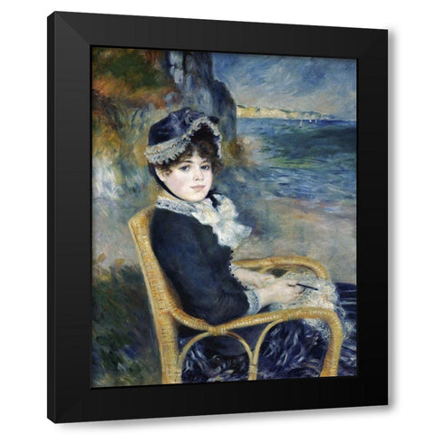 By the Seashore Black Modern Wood Framed Art Print by Renoir, Pierre-Auguste