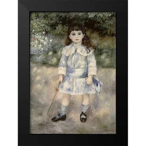 Child With a Whip Black Modern Wood Framed Art Print by Renoir, Pierre-Auguste