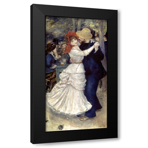 Dance at Bougival Black Modern Wood Framed Art Print by Renoir, Pierre-Auguste