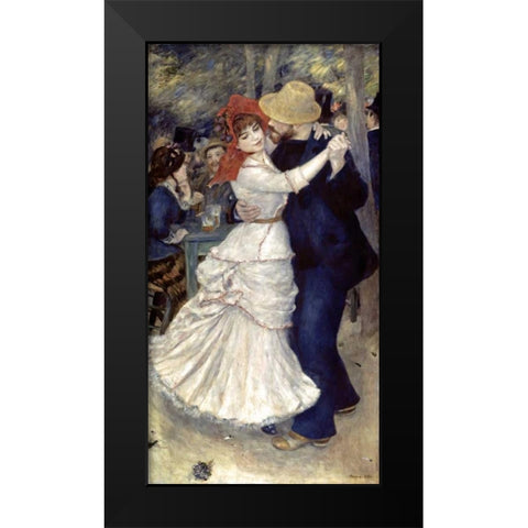 Dance at Bougival Black Modern Wood Framed Art Print by Renoir, Pierre-Auguste
