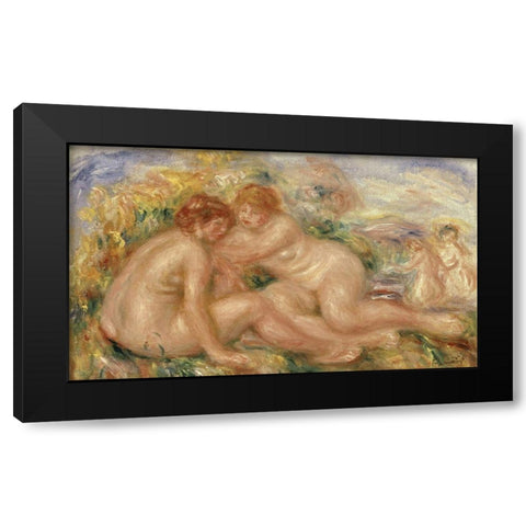 Four Bathers Black Modern Wood Framed Art Print by Renoir, Pierre-Auguste