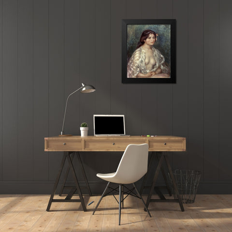 Gabrielle in an Open Blouse Black Modern Wood Framed Art Print by Renoir, Pierre-Auguste