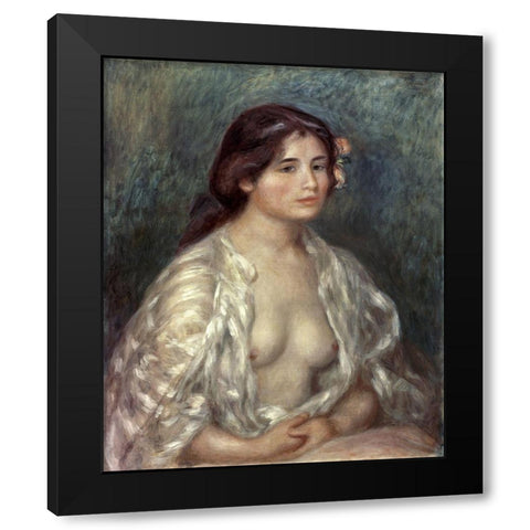Gabrielle in an Open Blouse Black Modern Wood Framed Art Print by Renoir, Pierre-Auguste
