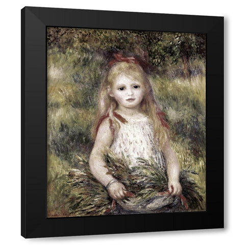 Girl with a Sheaf of Corn Black Modern Wood Framed Art Print by Renoir, Pierre-Auguste