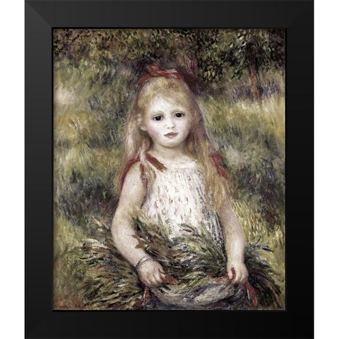 Girl with a Sheaf of Corn Black Modern Wood Framed Art Print by Renoir, Pierre-Auguste
