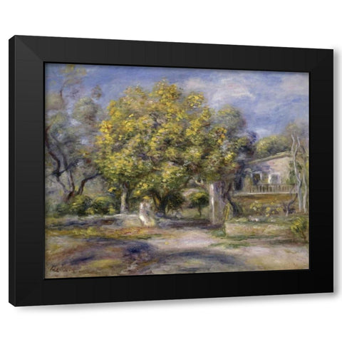 Houses at Cagnes Black Modern Wood Framed Art Print by Renoir, Pierre-Auguste