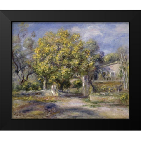 Houses at Cagnes Black Modern Wood Framed Art Print by Renoir, Pierre-Auguste