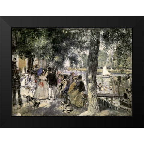 La Grenouilliere - Bathers In The Seine Black Modern Wood Framed Art Print by Renoir, Pierre-Auguste