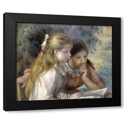 La Lecture Black Modern Wood Framed Art Print by Renoir, Pierre-Auguste
