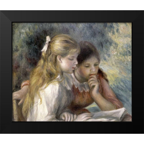 La Lecture Black Modern Wood Framed Art Print by Renoir, Pierre-Auguste