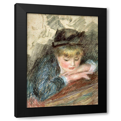 La Loge Black Modern Wood Framed Art Print by Renoir, Pierre-Auguste