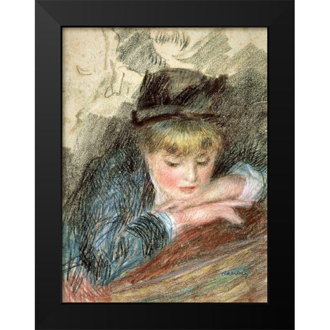 La Loge Black Modern Wood Framed Art Print by Renoir, Pierre-Auguste