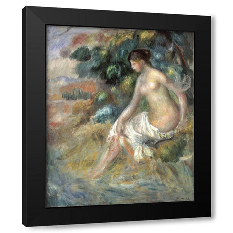 Nu Dans La Verdure Black Modern Wood Framed Art Print by Renoir, Pierre-Auguste